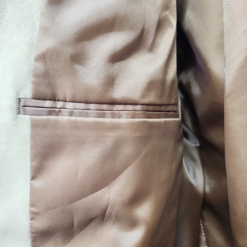 Circle S Dallas Texas Faux Suede Jacket Tan Two Button Mens 46R - Picture 10 of 11